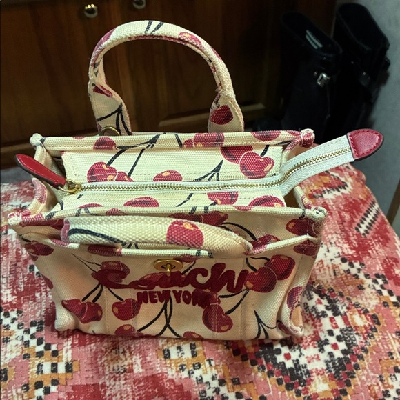 EUC Coach Cherry Canvas Mini Tote Bag - Picture 4 of 10
